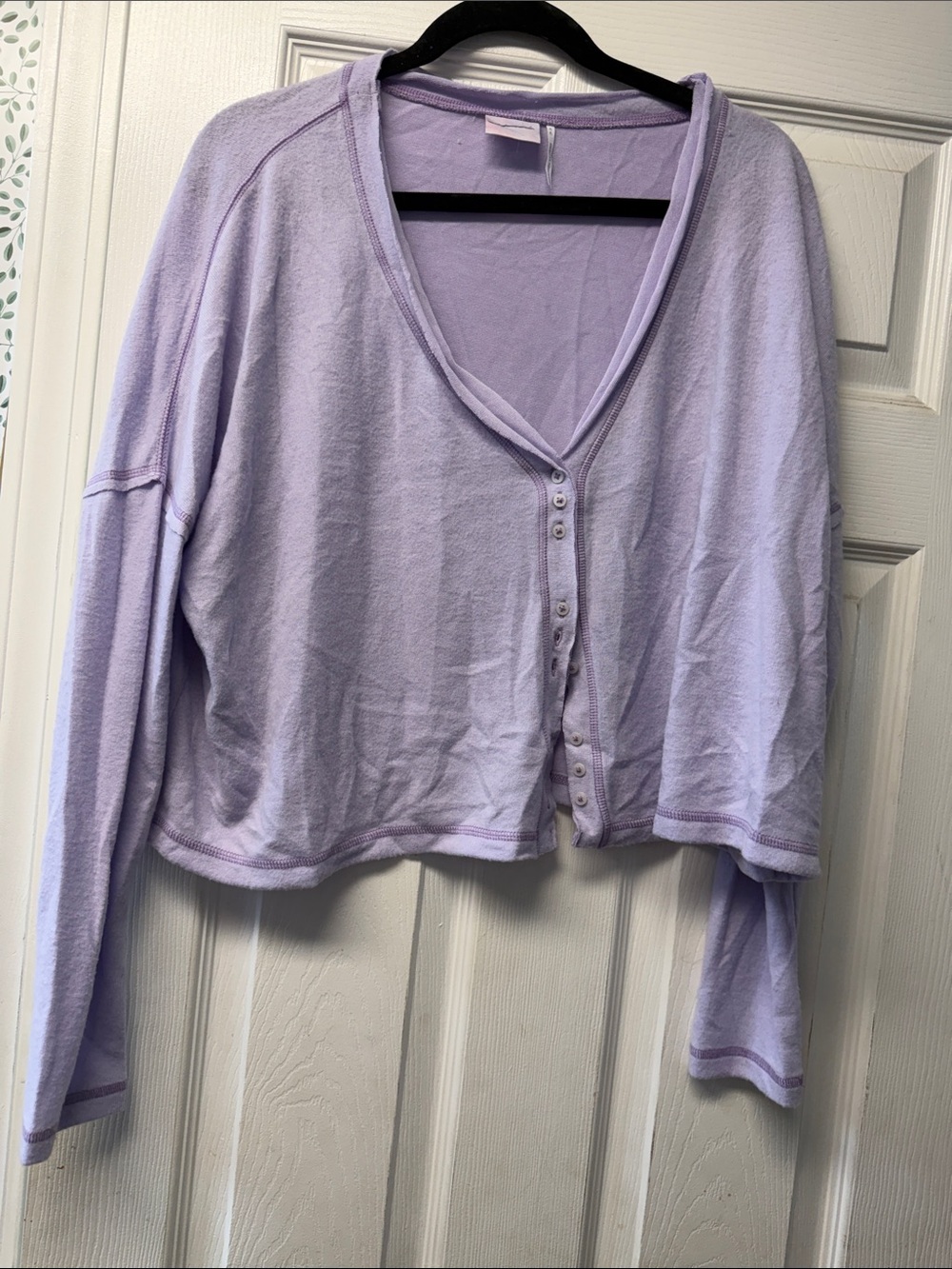 Forever 21 Lavender Button-Front Cropped Top